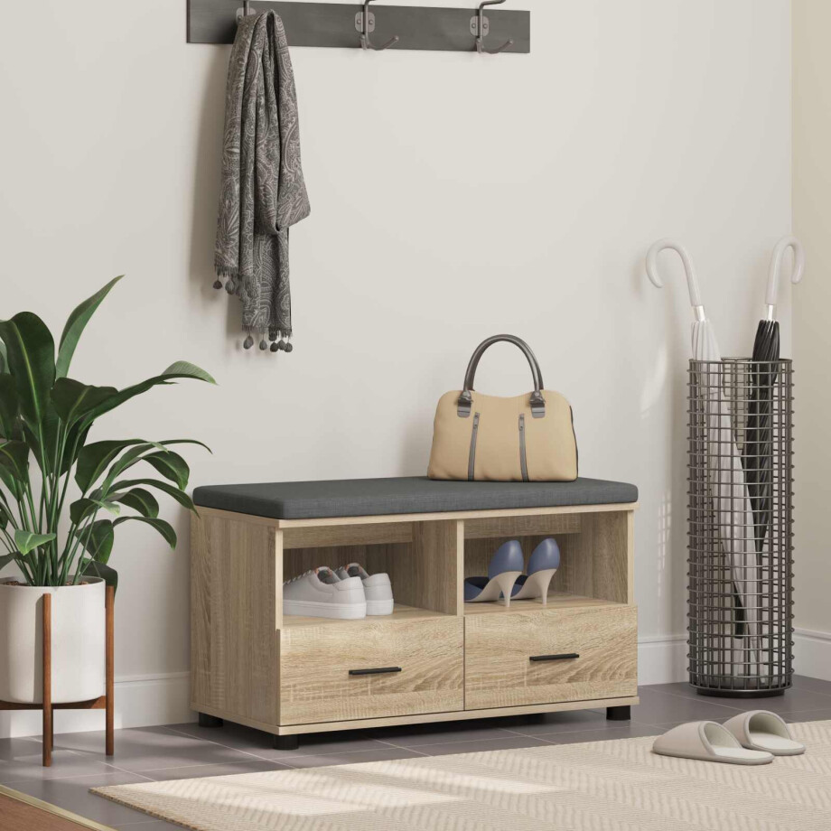 vidaXL Halbank met kussen met lade Sonoma Eiken 80 x 38 x 46 cm vidaXL Halbank met kussen met lade Sonoma Eiken 80 x 38 x 46 cm afbeelding 1