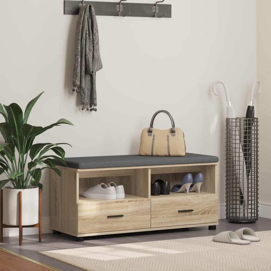 vidaXL Halbank met kussen met lade Sonoma Eiken 100 x 38 x 46 cm vidaXL Halbank met kussen met lade Sonoma Eiken 100 x 38 x 46 cm afbeelding 1