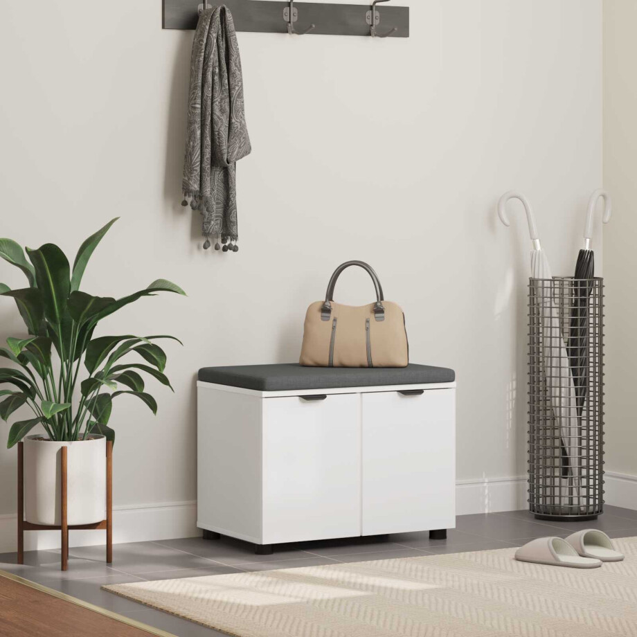 vidaXL Halbank Wit 60 x 38 x 46 cm Geïndustrialiseerd hout en stof afbeelding 1