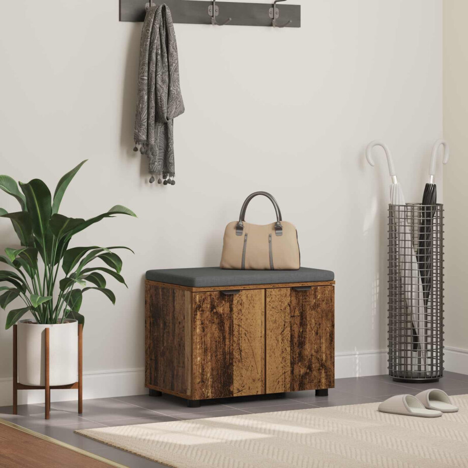 vidaXL Halbank Oudhout 60 x 38 x 46 cm Geïndustrialiseerd hout en stof vidaXL Halbank Oudhout 60 x 38 x 46 cm Geïndustrialiseerd hout en stof afbeelding 1