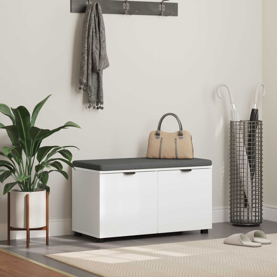 vidaXL Halbank Wit 80 x 38 x 46 cm Geïndustrialiseerd hout en stof vidaXL Halbank Wit 80 x 38 x 46 cm Geïndustrialiseerd hout en stof afbeelding 1