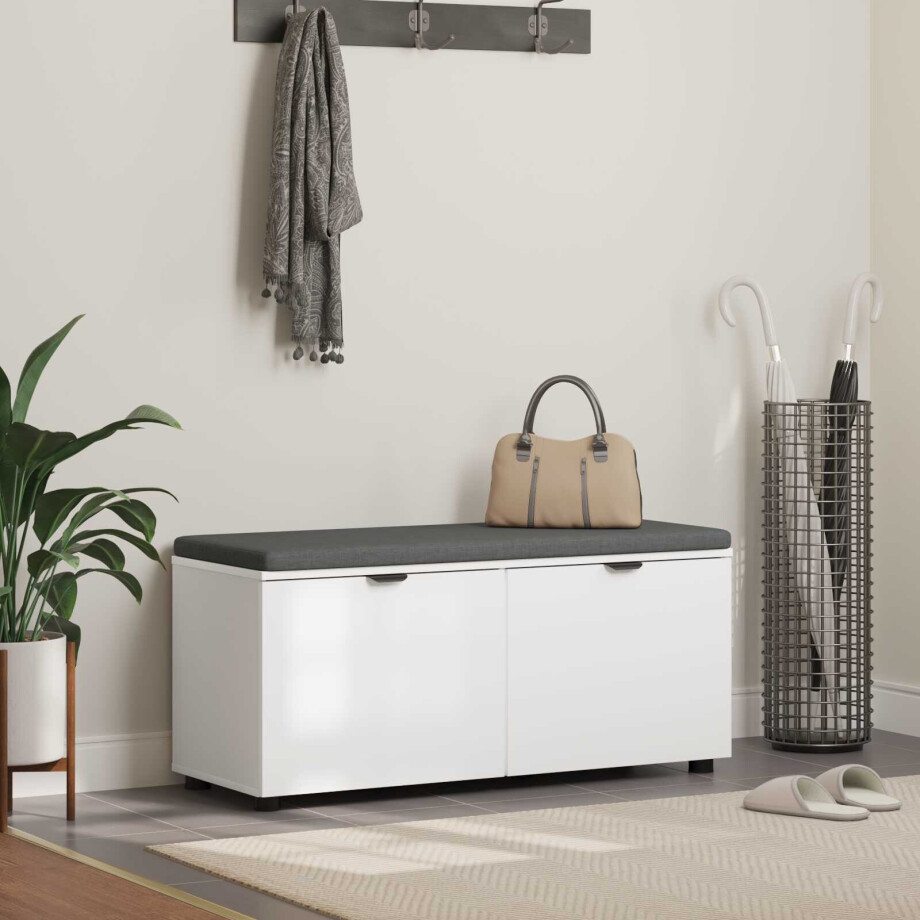 vidaXL Halbank Wit 100 x 38 x 46 cm Geïndustrialiseerd hout en stof vidaXL Halbank Wit 100 x 38 x 46 cm Geïndustrialiseerd hout en stof afbeelding 1