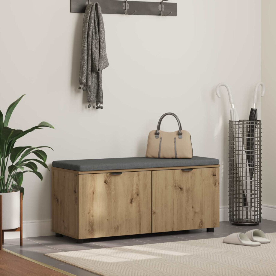 vidaXL Halbank met kussen met plank Artisan Eik 100 x 38 x 46 cm vidaXL Halbank met kussen met plank Artisan Eik 100 x 38 x 46 cm afbeelding 1