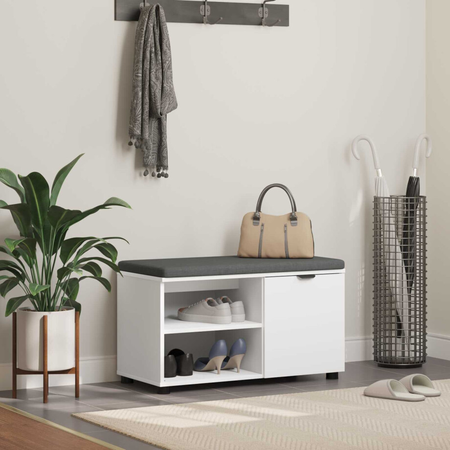 vidaXL Halbank Wit 80 x 38 x 46 cm Geïndustrialiseerd hout en stof vidaXL Halbank Wit 80 x 38 x 46 cm Geïndustrialiseerd hout en stof afbeelding 1