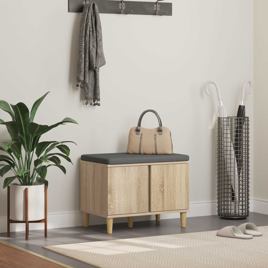 vidaXL Halbank met kussen met opslag Sonoma Eiken 60 x 38 x 46 cm vidaXL Halbank met kussen met opslag Sonoma Eiken 60 x 38 x 46 cm afbeelding 1