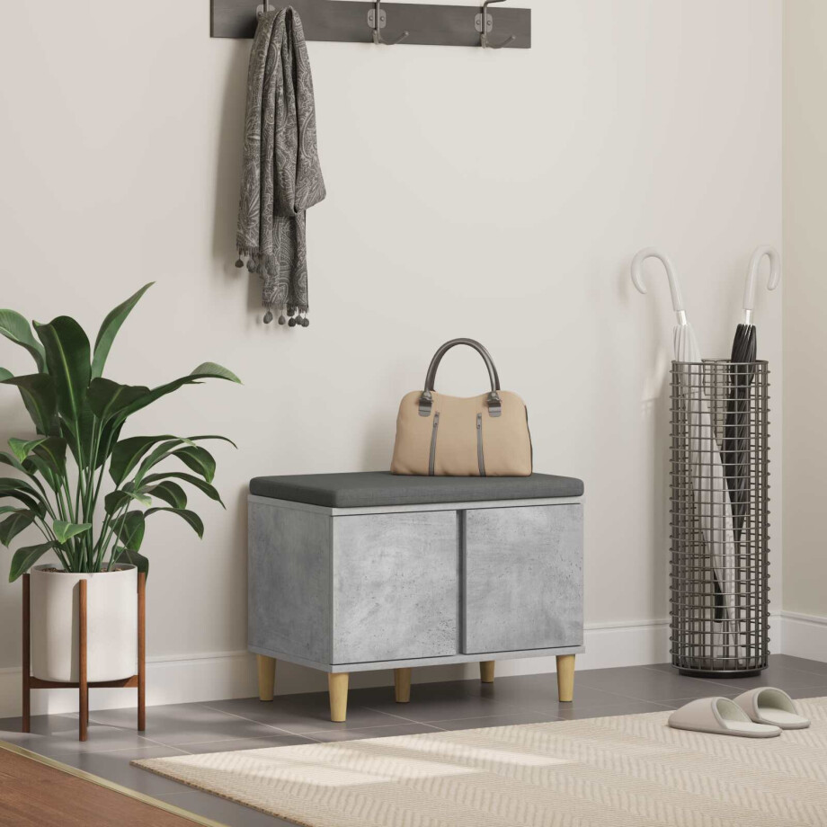 vidaXL Halbank met kussen met opslag Beton Grijs 60 x 38 x 46 cm vidaXL Halbank met kussen met opslag Beton Grijs 60 x 38 x 46 cm afbeelding 1