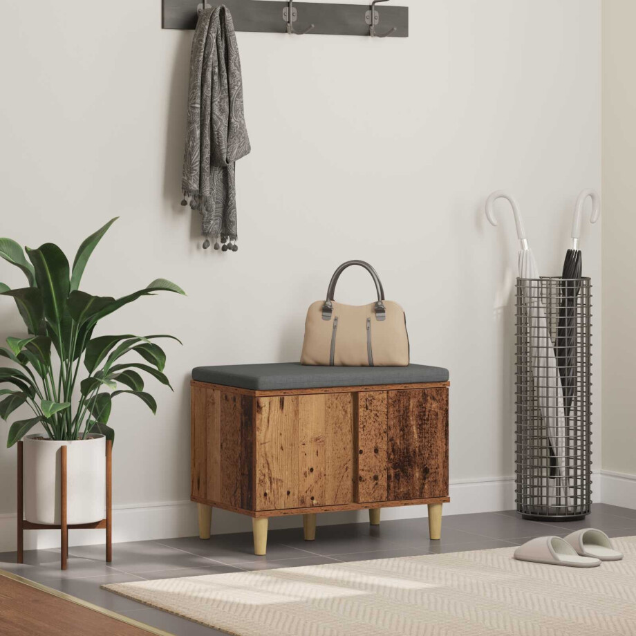 vidaXL Halbank Oudhout 60 x 38 x 46 cm Geïndustrialiseerd hout en stof vidaXL Halbank Oudhout 60 x 38 x 46 cm Geïndustrialiseerd hout en stof afbeelding 1