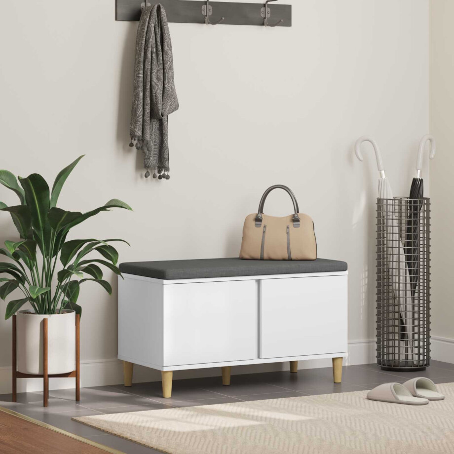 vidaXL Halbank Wit 80 x 38 x 46 cm Geïndustrialiseerd hout en stof vidaXL Halbank Wit 80 x 38 x 46 cm Geïndustrialiseerd hout en stof afbeelding 1