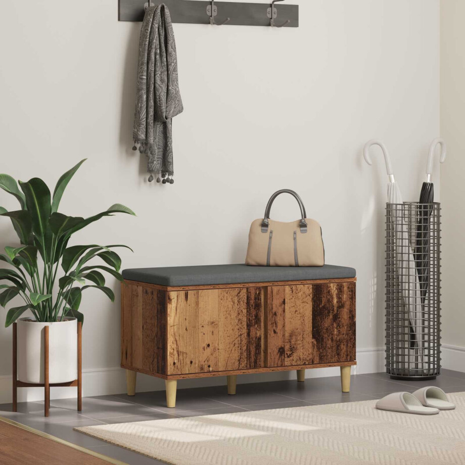 vidaXL Halbank Oudhout 80 x 38 x 46 cm Geïndustrialiseerd hout en stof vidaXL Halbank Oudhout 80 x 38 x 46 cm Geïndustrialiseerd hout en stof afbeelding 1