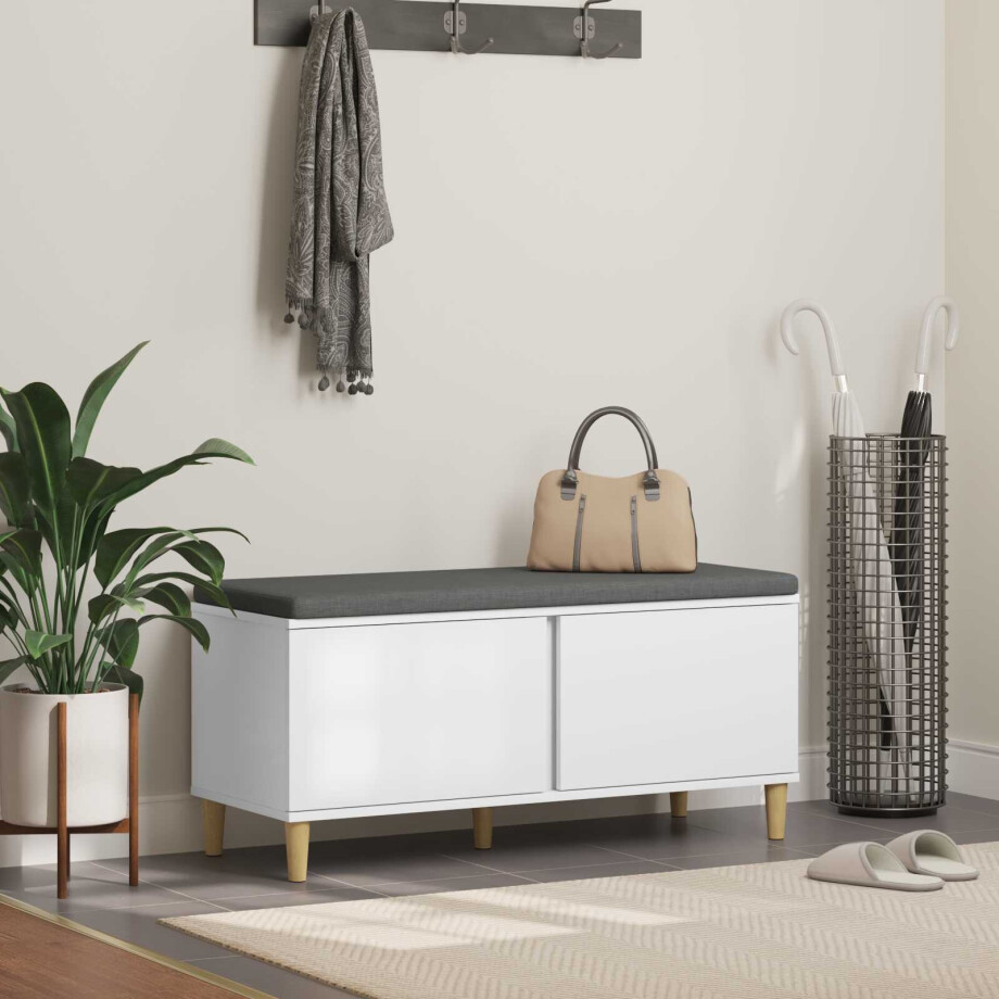 vidaXL Halbank Wit 100 x 38 x 46 cm Geïndustrialiseerd hout en stof vidaXL Halbank Wit 100 x 38 x 46 cm Geïndustrialiseerd hout en stof afbeelding 1
