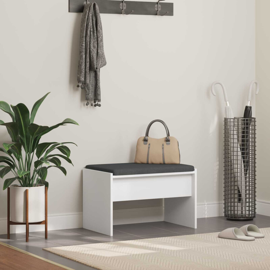 vidaXL Halbank met kussen Wit 63 x 38 x 40 cm vidaXL Halbank met kussen Wit 63 x 38 x 40 cm afbeelding 1
