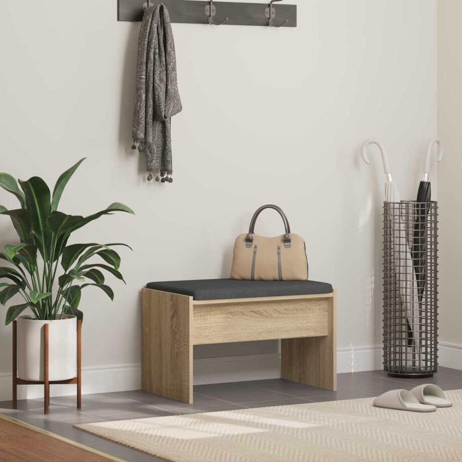 vidaXL Halbank met kussen Sonoma Eiken 63 x 38 x 40 cm afbeelding 1