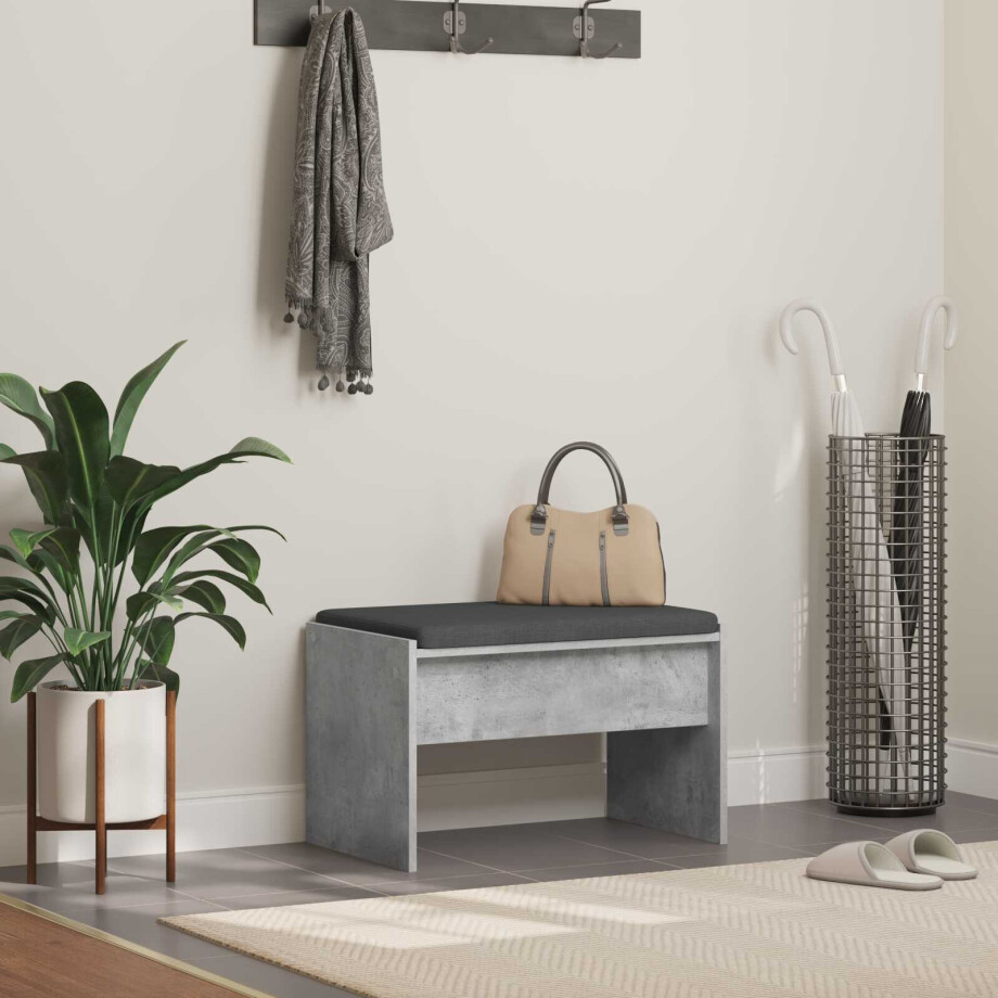 vidaXL Halbank met kussen Beton Grijs 63 x 38 x 40 cm vidaXL Halbank met kussen Beton Grijs 63 x 38 x 40 cm afbeelding 1