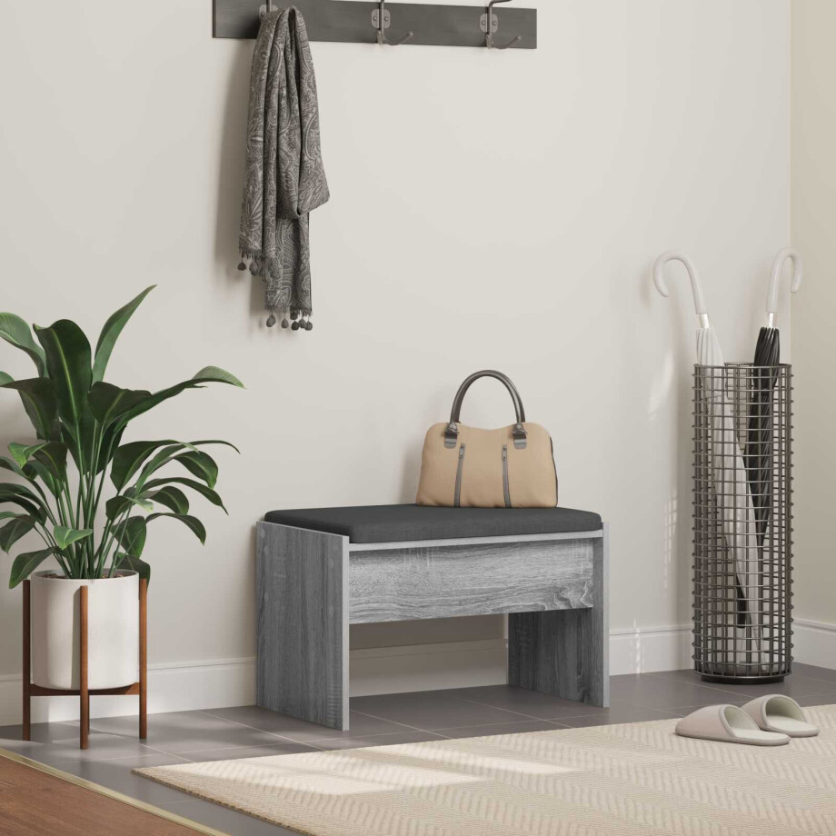 vidaXL Halbank met kussen Grijs Sonoma 63 x 38 x 40 cm vidaXL Halbank met kussen Grijs Sonoma 63 x 38 x 40 cm afbeelding 1