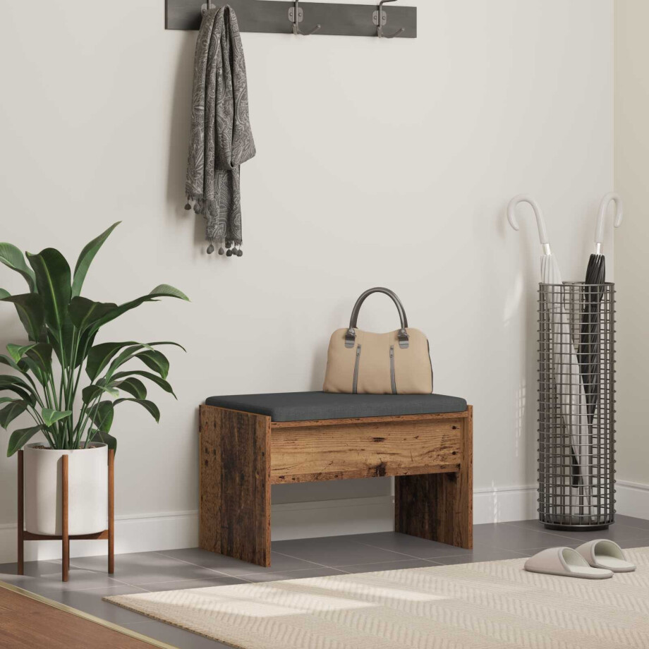 vidaXL Halbank met kussen Oudhout 63 x 38 x 40 cm vidaXL Halbank met kussen Oudhout 63 x 38 x 40 cm afbeelding 1
