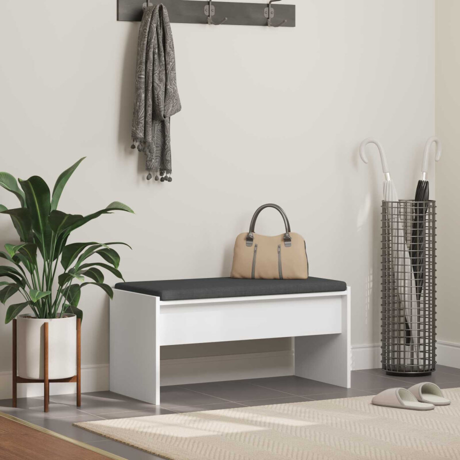 vidaXL Halbank met kussen Wit 80 x 38 x 46 cm vidaXL Halbank met kussen Wit 80 x 38 x 46 cm afbeelding 1