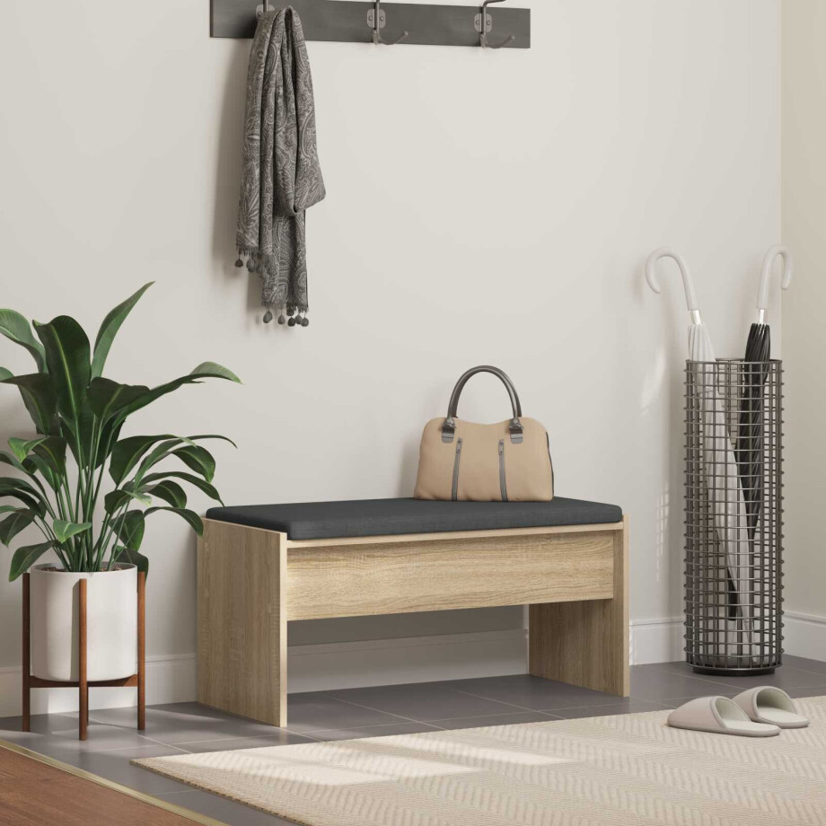 vidaXL Halbank met kussen Sonoma Eiken 83 x 38 x 40 cm afbeelding 1