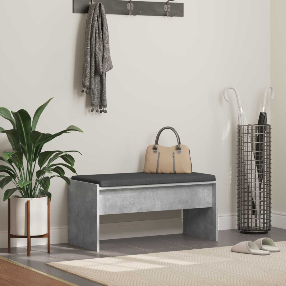 vidaXL Halbank met kussen Beton Grijs 83 x 38 x 40 cm vidaXL Halbank met kussen Beton Grijs 83 x 38 x 40 cm afbeelding 1