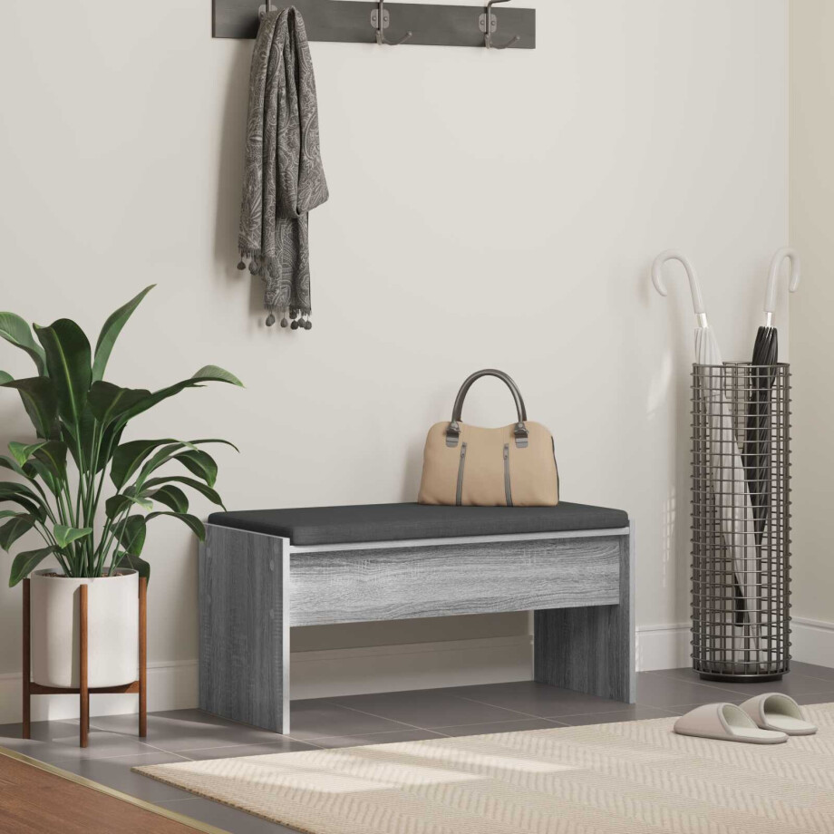 vidaXL Halbank met kussen Grijs Sonoma 83 x 38 x 40 cm vidaXL Halbank met kussen Grijs Sonoma 83 x 38 x 40 cm afbeelding 1