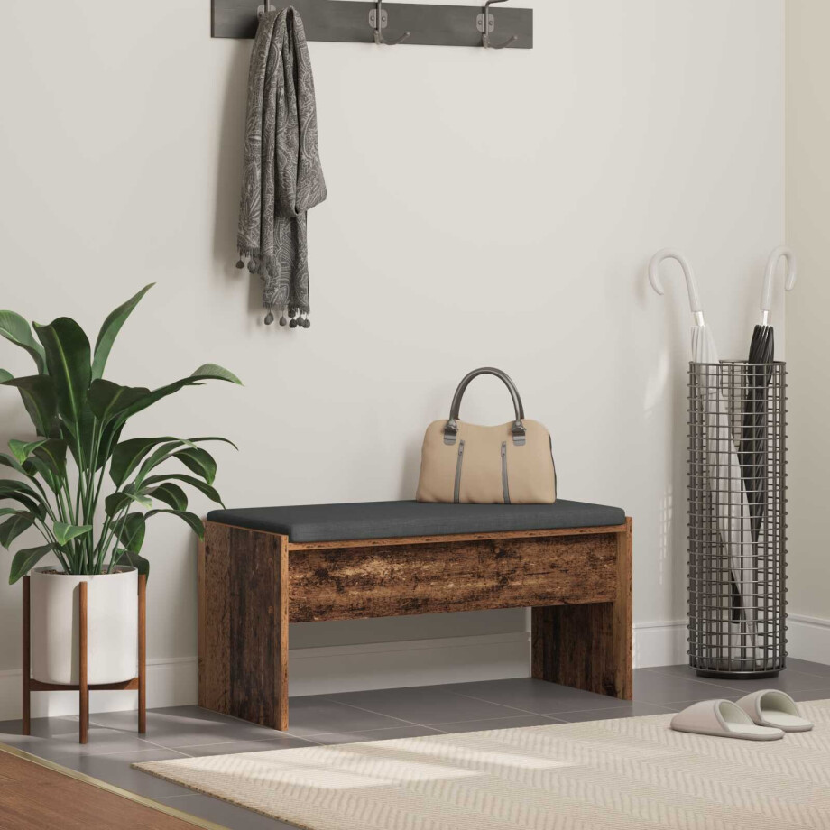 vidaXL Halbank met kussen Oudhout 83 x 38 x 40 cm vidaXL Halbank met kussen Oudhout 83 x 38 x 40 cm afbeelding 1