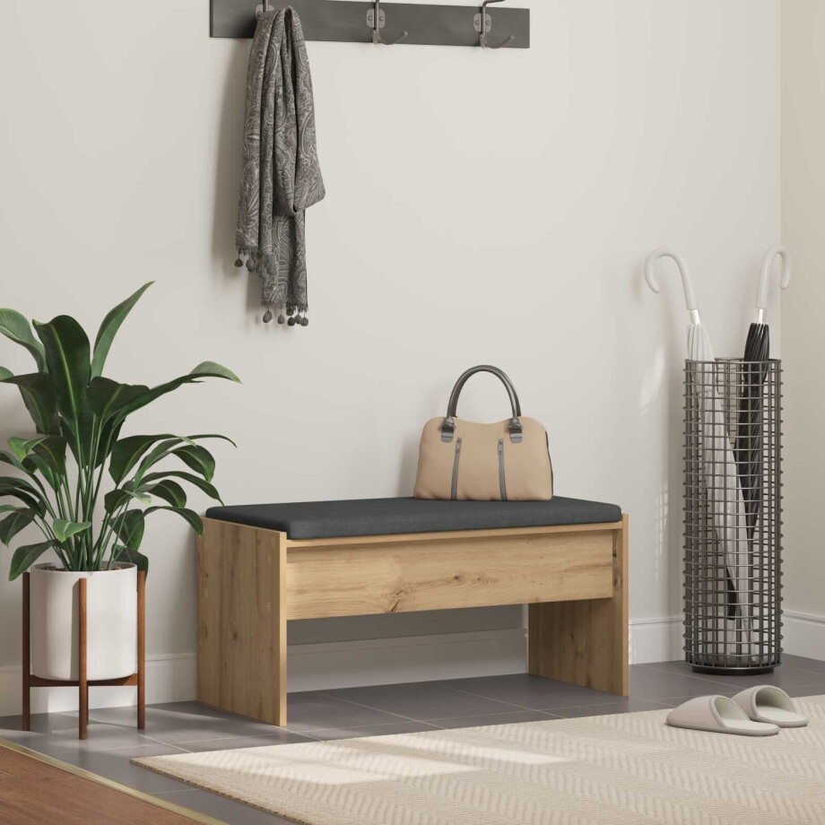 vidaXL Halbank met kussen Artisan Eiken 83 x 38 x 40 cm afbeelding 1