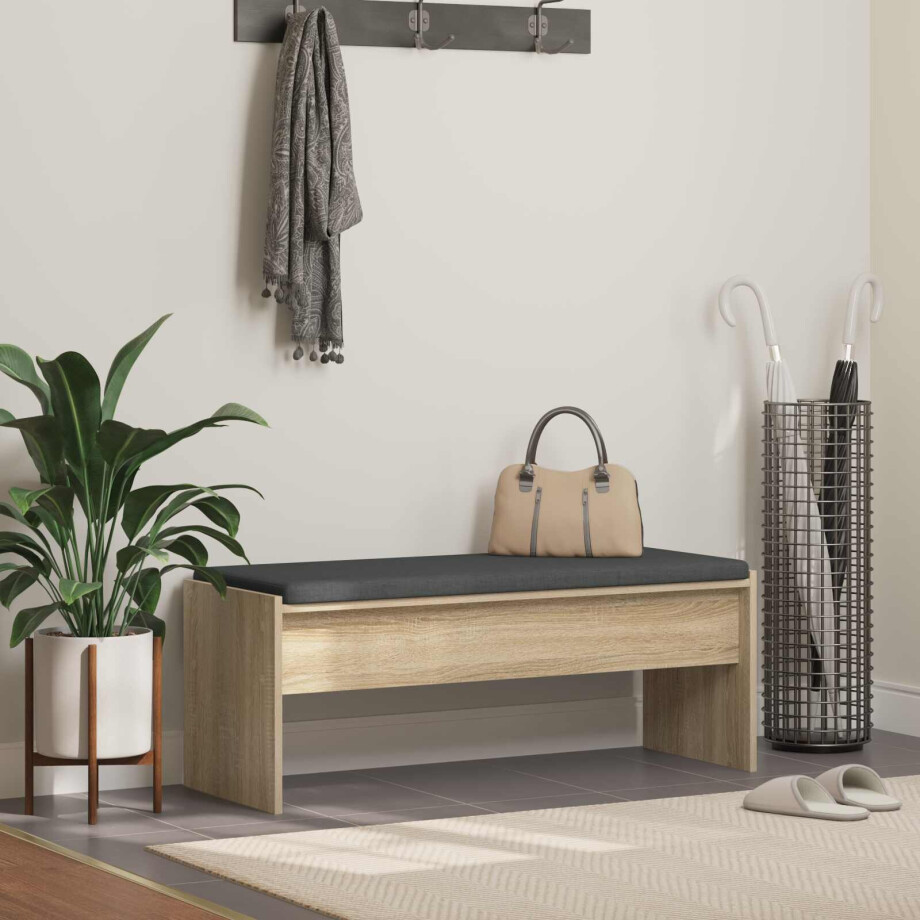 vidaXL Halbank met kussen Sonoma Eiken 103 x 38 x 40 cm afbeelding 1