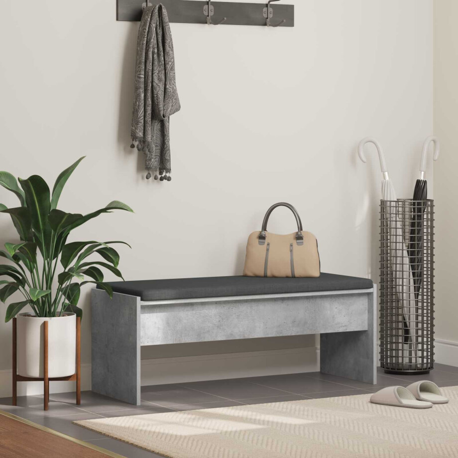 vidaXL Halbank met kussen Beton Grijs 103 x 38 x 40 cm vidaXL Halbank met kussen Beton Grijs 103 x 38 x 40 cm afbeelding 1