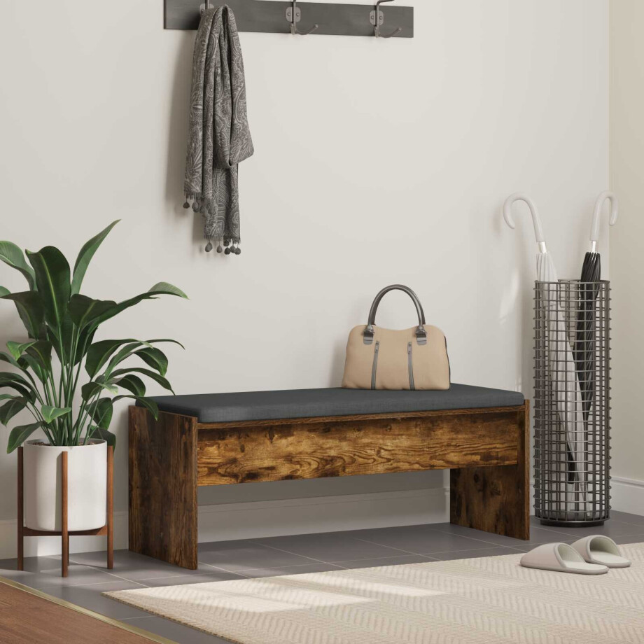 vidaXL Halbank met kussen Gerookt eiken 103 x 38 x 40 cm afbeelding 1