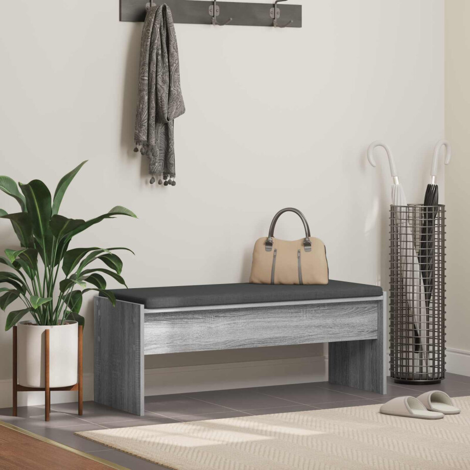 vidaXL Halbank met kussen Grijs Sonoma 103 x 38 x 40 cm vidaXL Halbank met kussen Grijs Sonoma 103 x 38 x 40 cm afbeelding 1