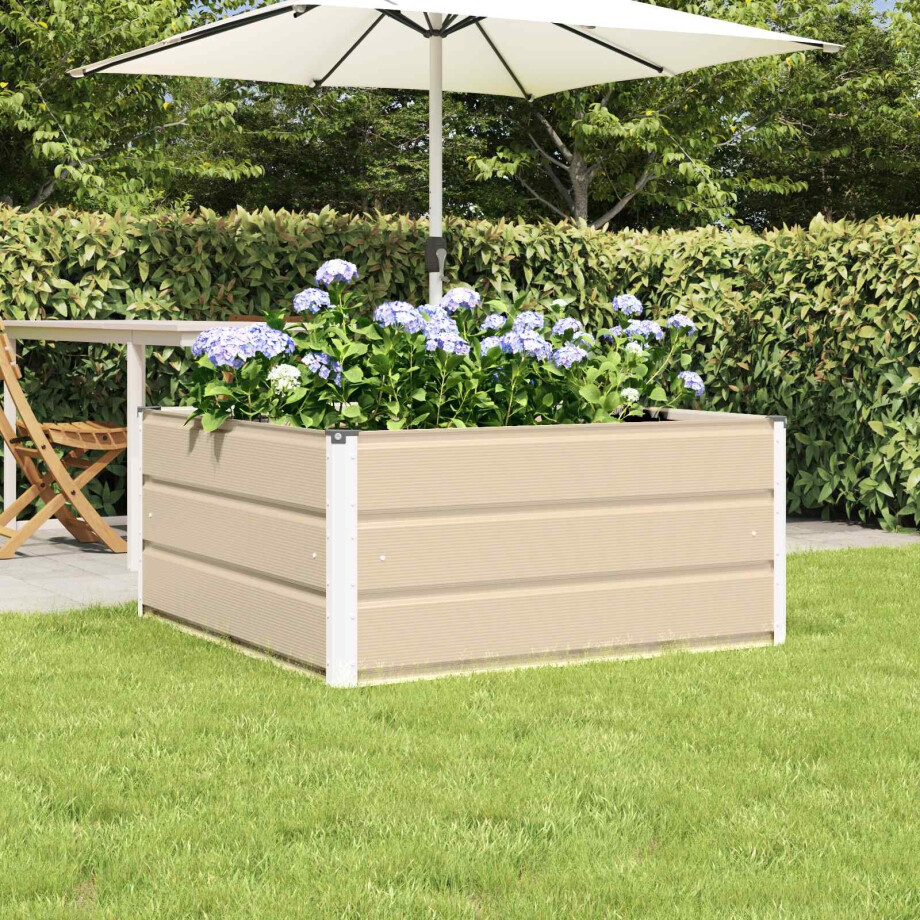 vidaXL Plantenbak Ivoor 100 x 100 x 45 cm Staal afbeelding 1