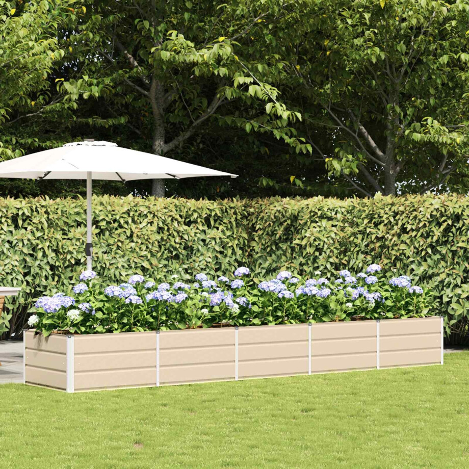 vidaXL Plantenbak Ivoor 400 x 80 x 45 cm Staal afbeelding 1