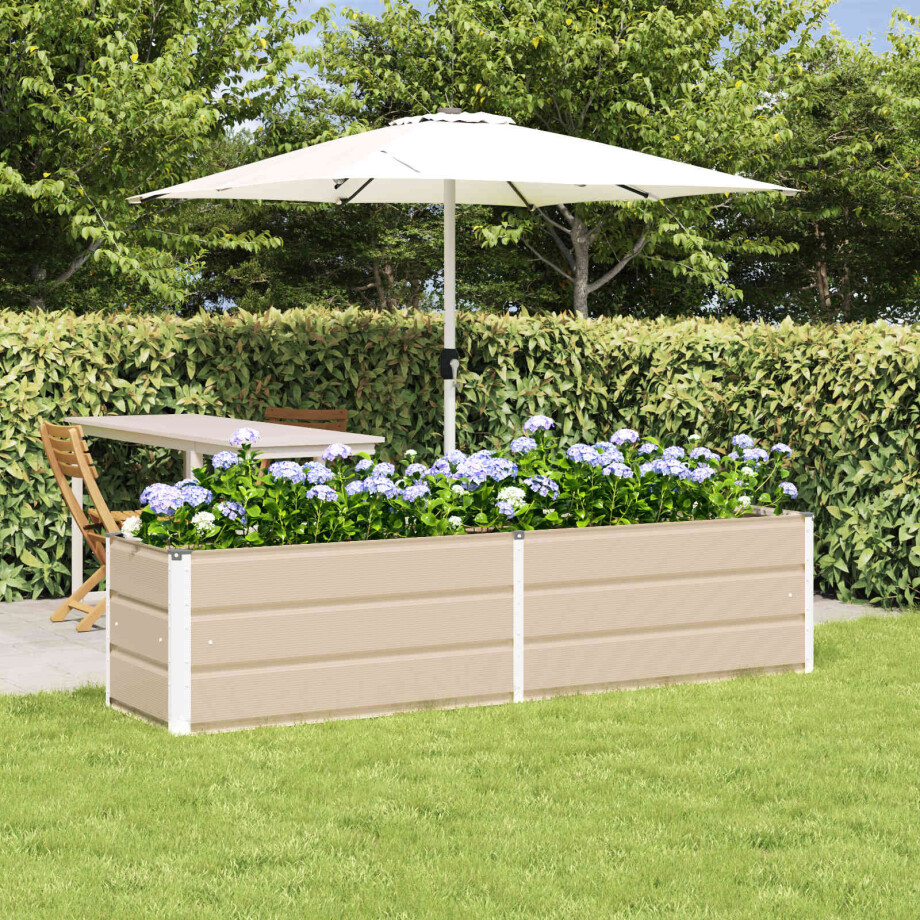 vidaXL Plantenbak Ivoor 195 x 50 x 45 cm Gegalvaniseerd staal afbeelding 1