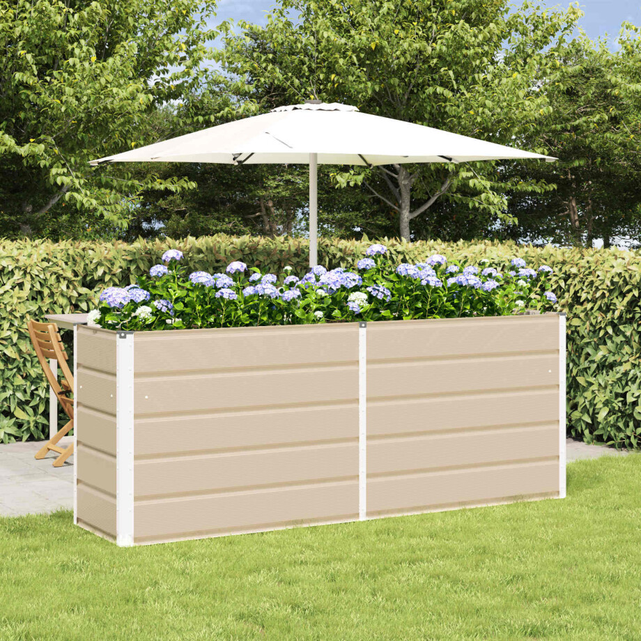 vidaXL Plantenbak Ivoor 195 x 50 x 75 cm Gegalvaniseerd staal afbeelding 1