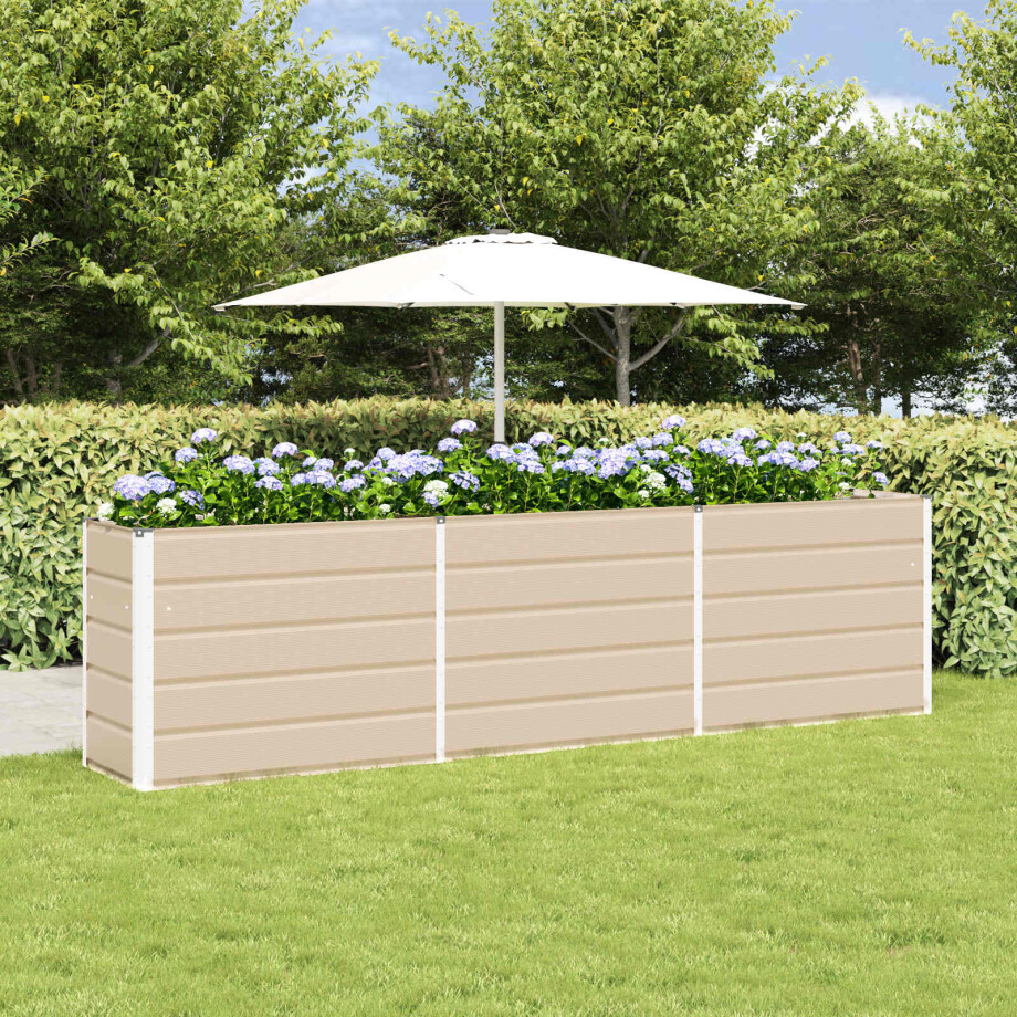vidaXL Plantenbak Ivoor 290 x 90 x 75 cm Gegalvaniseerd staal afbeelding 1