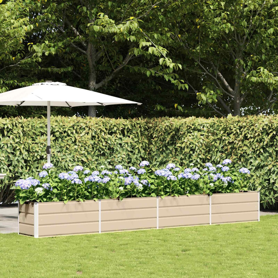 vidaXL Plantenbak Ivoor 385 x 50 x 45 cm Gegalvaniseerd staal afbeelding 1