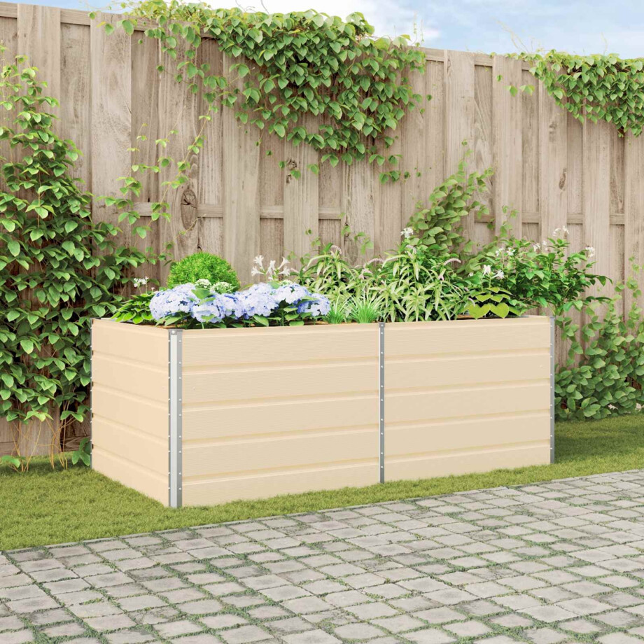 vidaXL Plantenbak Ivoor 195 x 100 x 75 cm Gegalvaniseerd staal afbeelding 1