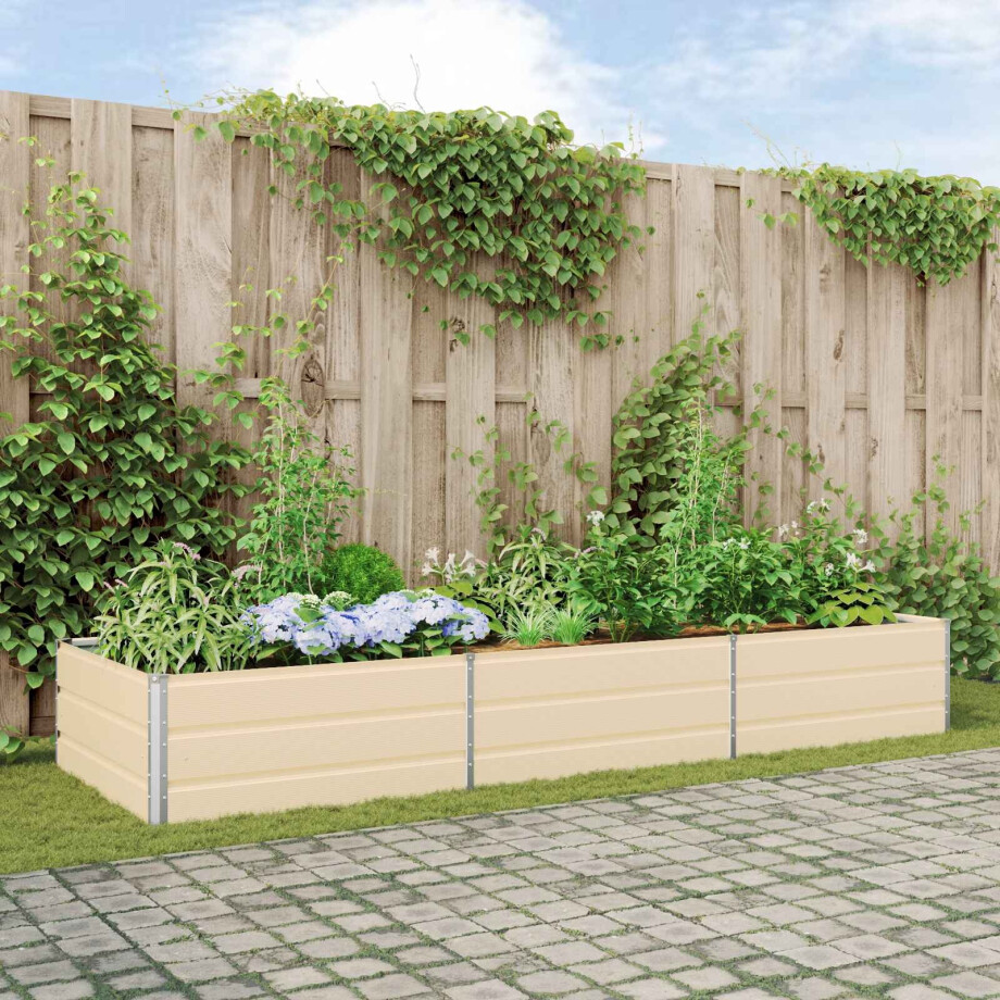 vidaXL Plantenbak Ivoor 290 x 100 x 45 cm Gegalvaniseerd staal afbeelding 1