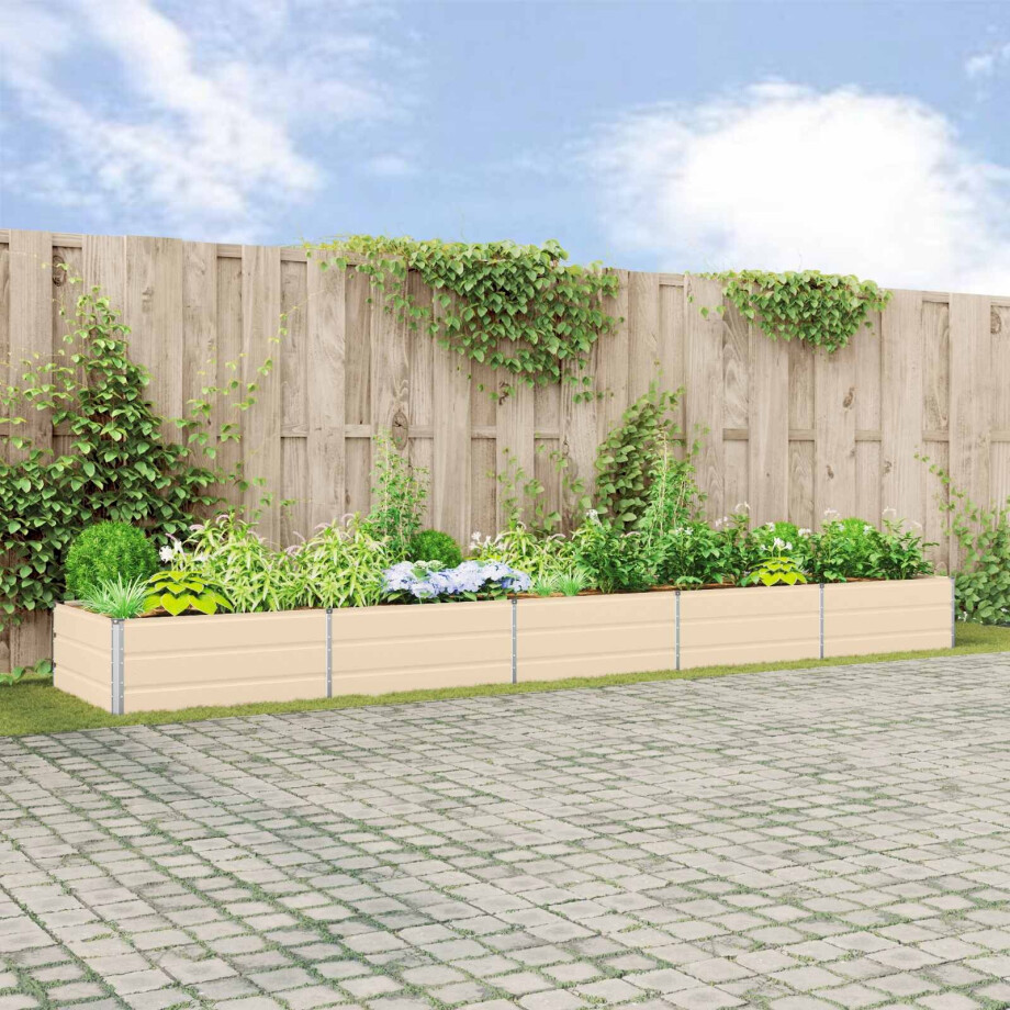 vidaXL Plantenbak Ivoor 480 x 100 x 45 cm Gegalvaniseerd staal afbeelding 1