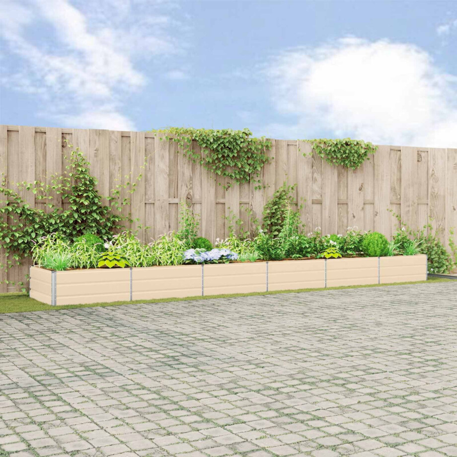 vidaXL Plantenbak Ivoor 580 x 100 x 45 cm Gegalvaniseerd staal afbeelding 1