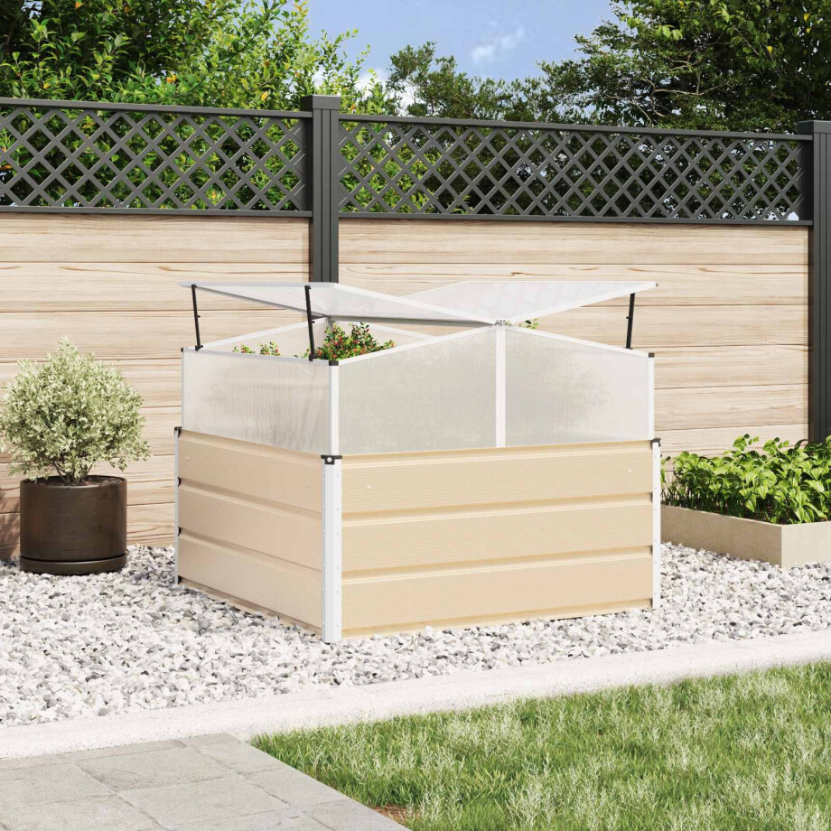 vidaXL Plantenbak Ivoor 100 x 100 x 77 cm Gegalvaniseerd staal afbeelding 1
