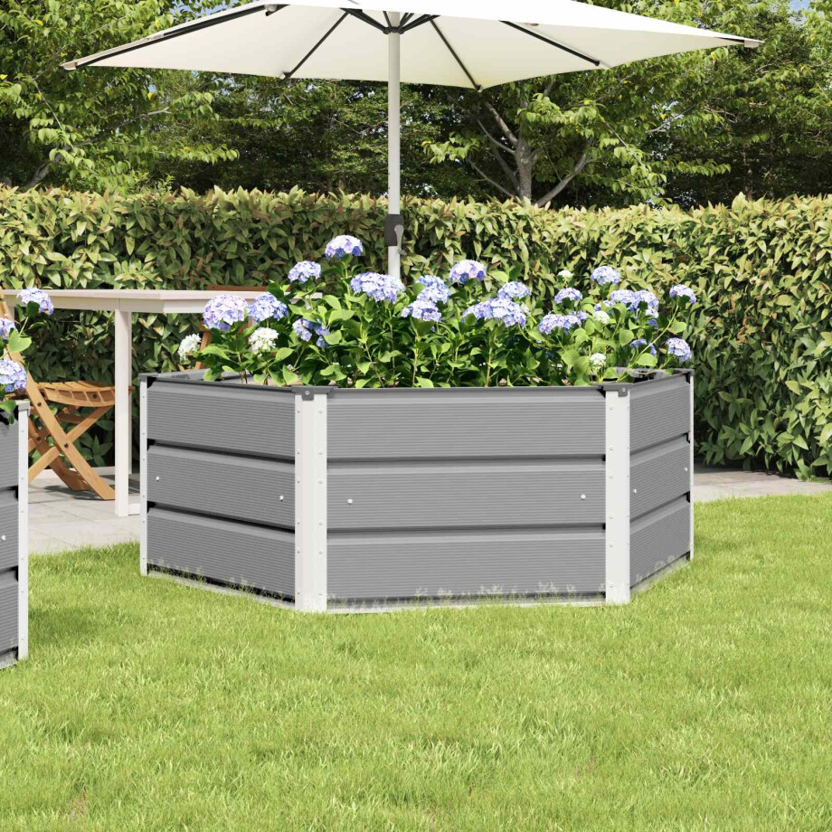 vidaXL Plantenbak Lichtgrijs 129 x 129 x 45 cm Staal afbeelding 1