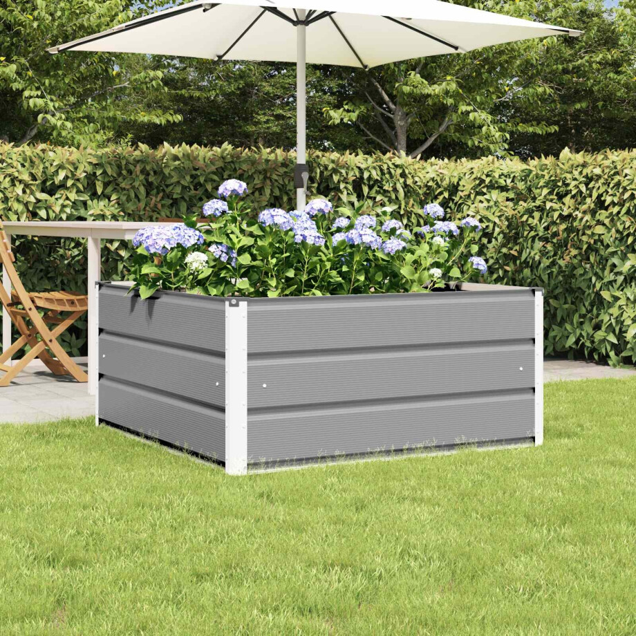 vidaXL Plantenbak Lichtgrijs 100 x 100 x 45 cm Staal afbeelding 1