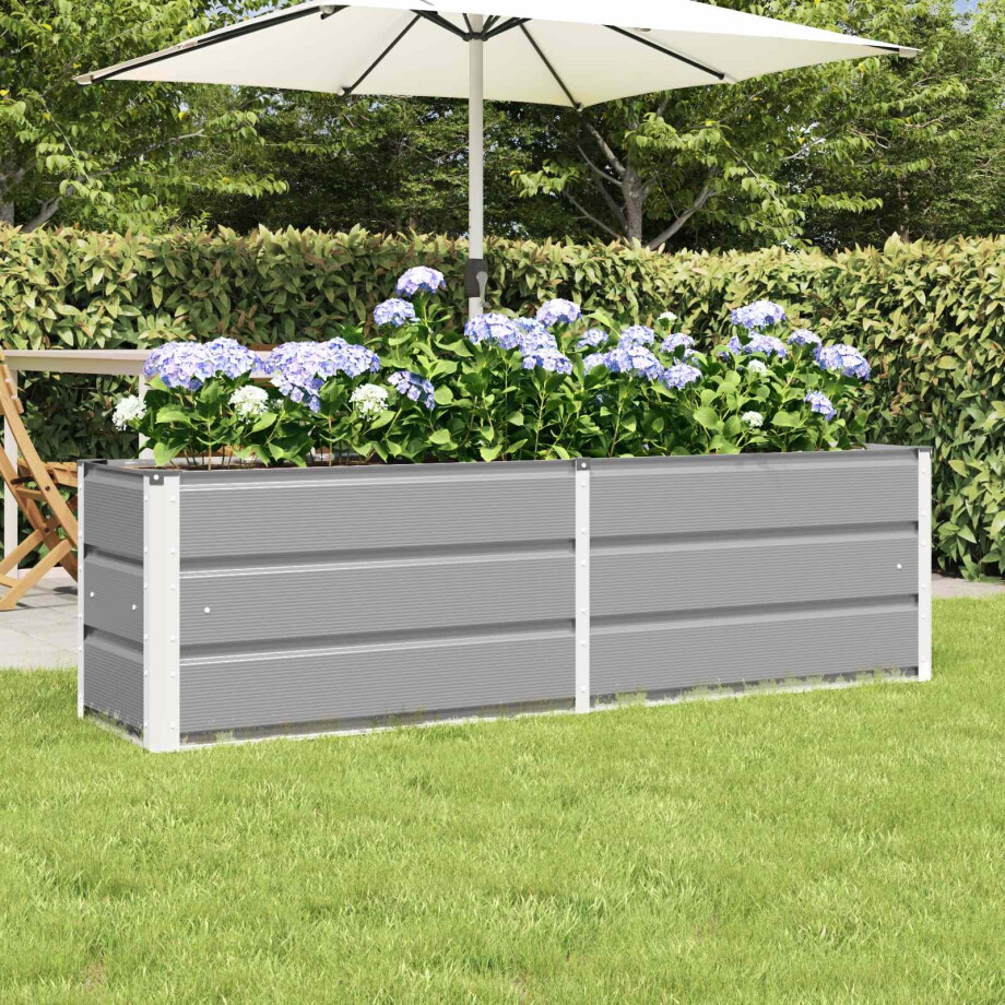 vidaXL Plantenbak Lichtgrijs 160 x 40 x 45 cm Staal afbeelding 1