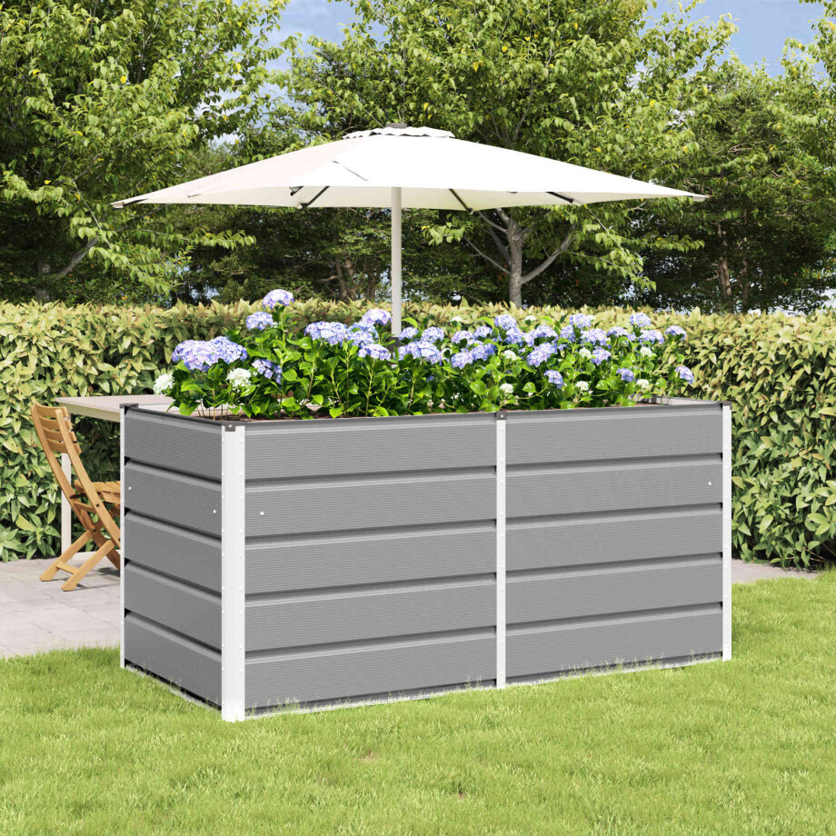 vidaXL Plantenbak Lichtgrijs 160 x 80 x 75 cm Staal afbeelding 1