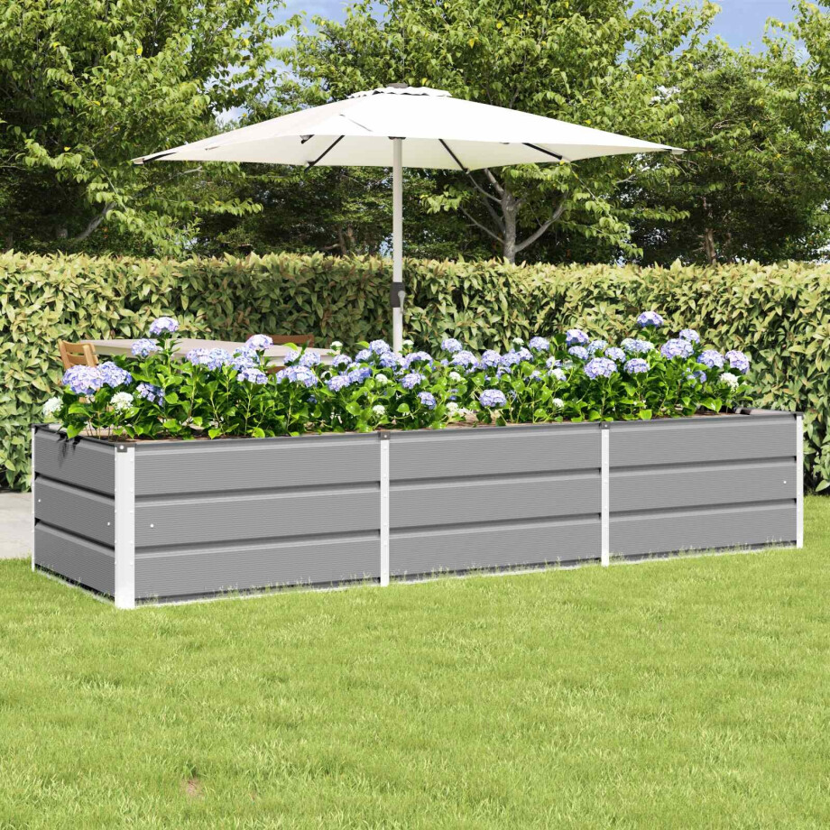 vidaXL Plantenbak Lichtgrijs 240 x 80 x 45 cm Staal afbeelding 1