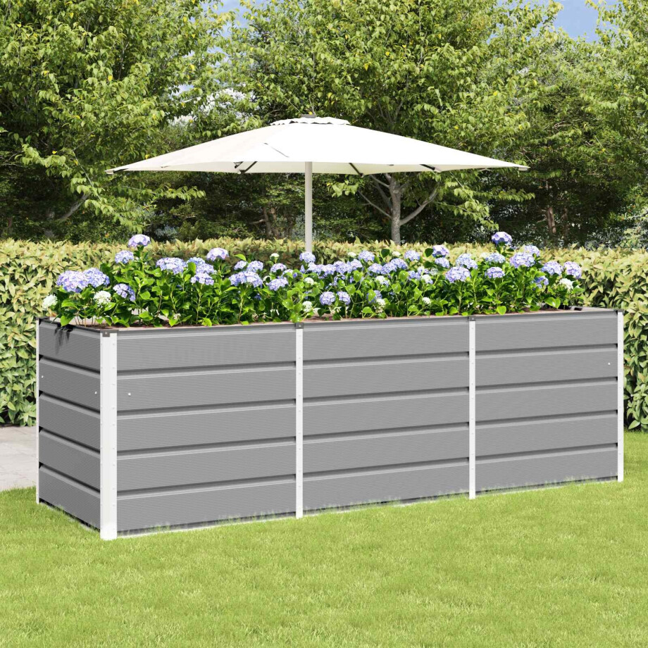 vidaXL Plantenbak Lichtgrijs 240 x 80 x 75 cm Staal afbeelding 1