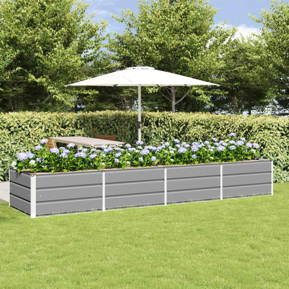 vidaXL Plantenbak Lichtgrijs 320 x 80 x 45 cm Staal afbeelding 1