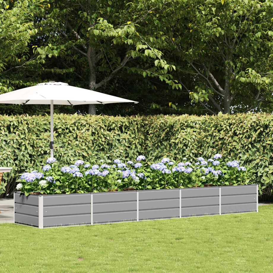 vidaXL Plantenbak Lichtgrijs 400 x 80 x 45 cm Staal afbeelding 1