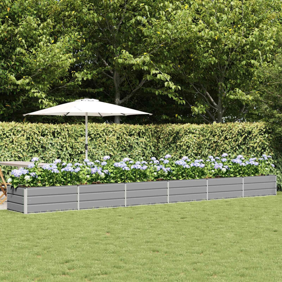 vidaXL Plantenbak Lichtgrijs 600 x 80 x 45 cm Staal afbeelding 1