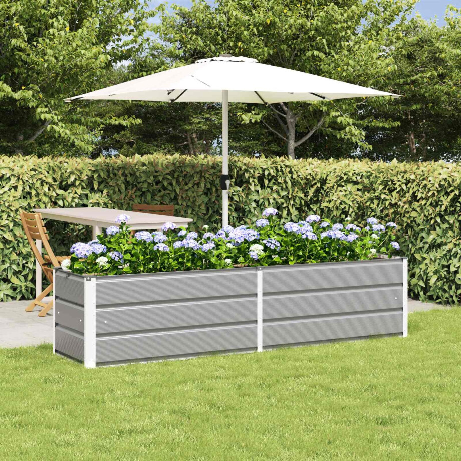 vidaXL Plantenbak Lichtgrijs 195 x 50 x 45 cm Gegalvaniseerd staal afbeelding 1